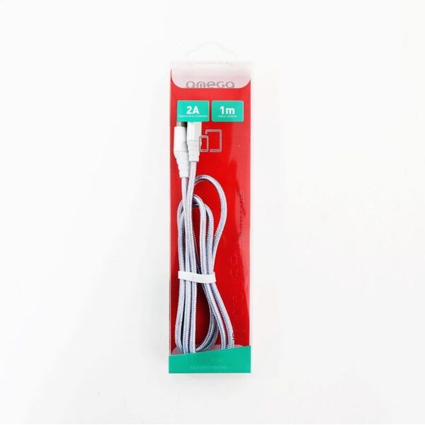 Kabel USB Omega USB-A - 1 m Srebrny (OUFBB3LBOXS) 5015669 5907595442657