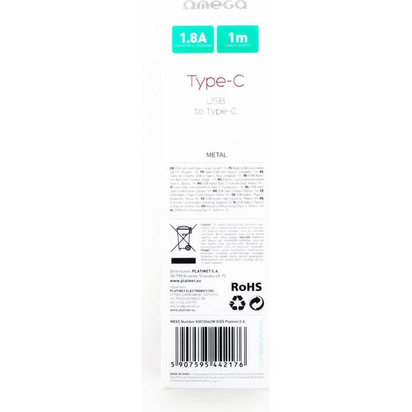 Kabel USB Omega USB-A - Lightning 1 m Złoty (OUFBB6LBOXGL) 5015702 5907595442138