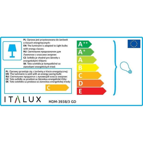 Lampa wisząca Italux Simon MDM-3938/3 GD 5631348 5900644439639