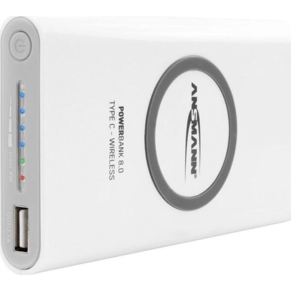 Powerbank Ansmann 8.8 Type C Wireless 8000mAh Biały 5640913 4013674133918