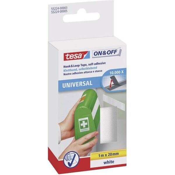 Tesa tesa ON&OFF juosta lipni 1mx20mm balta 5671960 4042448859891