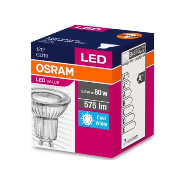 Ledvance Żarówka LED 6,9W VALUE PAR16 80 120° 6,9W/840 GU10 575lm 5774651 4058075096721