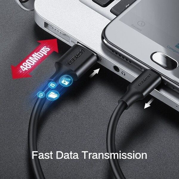 Kabel USB Ugreen USB-A - microUSB 0.5 m Czarny (60135) 5857638 6957303861354