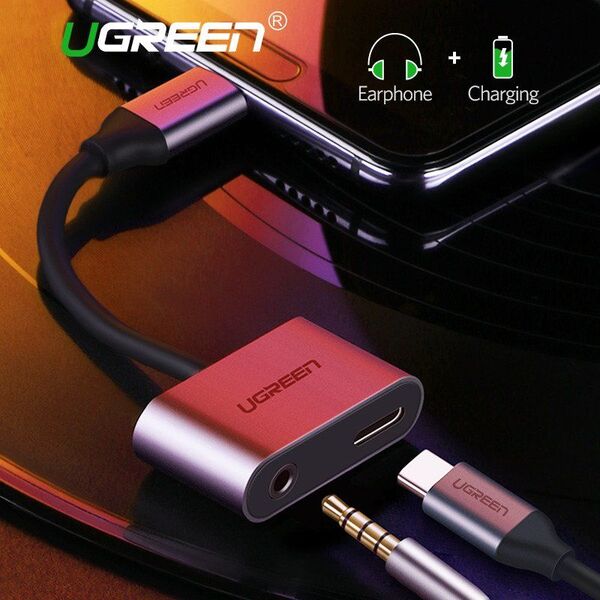 Adapter USB Ugreen USB-C - Jack 3.5mm + USB-C Srebrny  (50596) 5857661 6957303855964