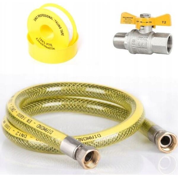 PROFITOR Przewód gazowy z dwoma nakrętkami obrotowymi G 1/2” e-GAZ Typ 111 GW/GW L = 2000 5934440 5907573471860