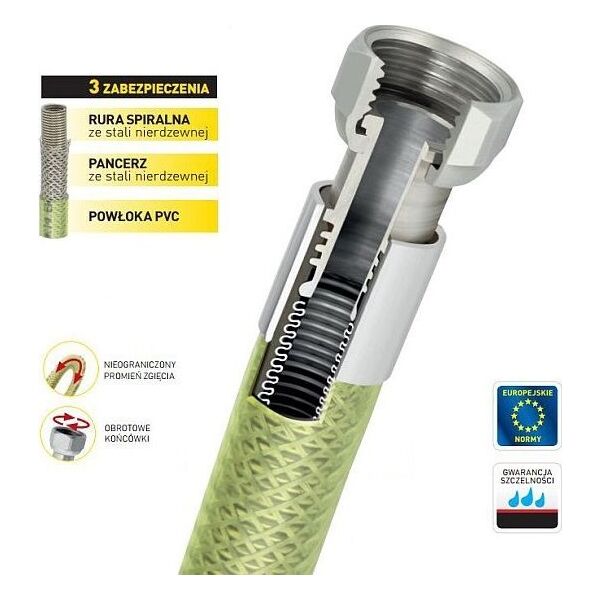 PROFITOR Przewód gazowy z nakrętką obrotową G 1/2” i końcówką GZ 1/2” Typ 112 GW/GZ L = 750 5934442 5907573471884