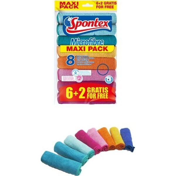 Spontex Ścierka Microfibre 6+2szt 19700052 5956146 3384127000523