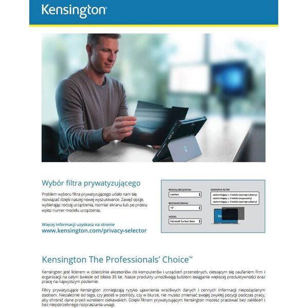 Filtr Kensington Filtr prywatyzujący, 2-stronny, zdejmowany, do monitora 19 cali, 16:9-626476 6071885 4049793057750