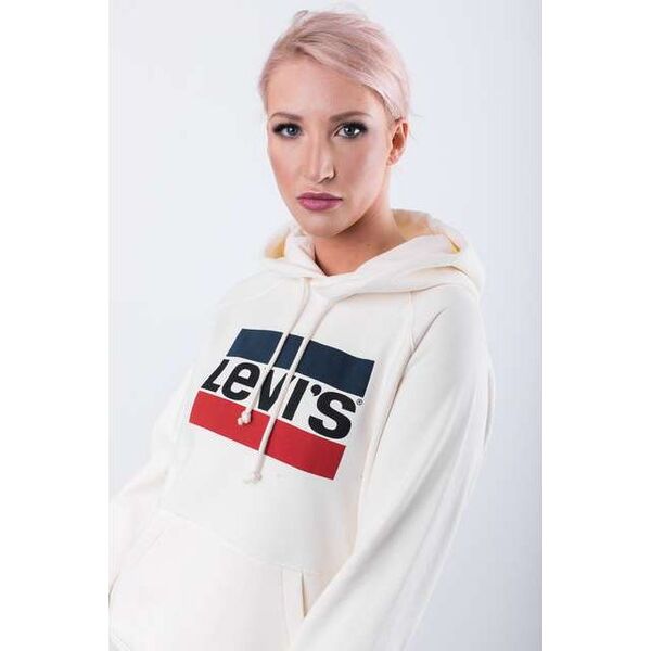 Levi`s GRAPHIC SPORT HOODIE 0001 SPORTSWEAR HOODIE MARSHMALLOW - XS - damskie - kremowy/beżowy 6094895 5400537403353