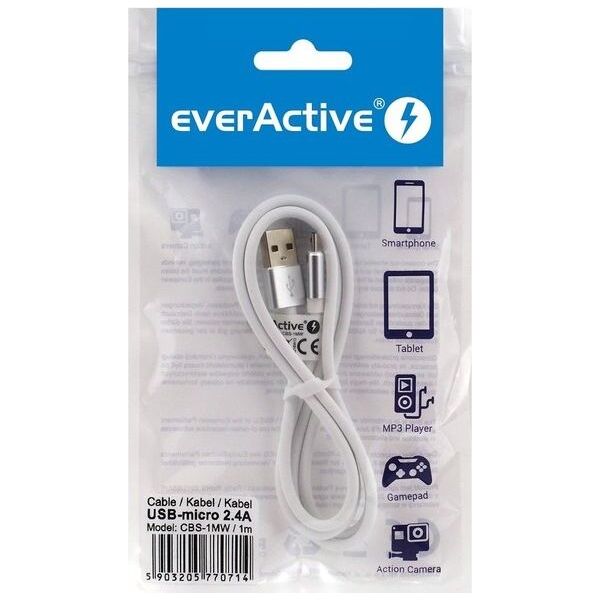 Kabel USB EverActive USB-A - microUSB 1 m Biały (CBS-1MW) 6121703 5903205770714