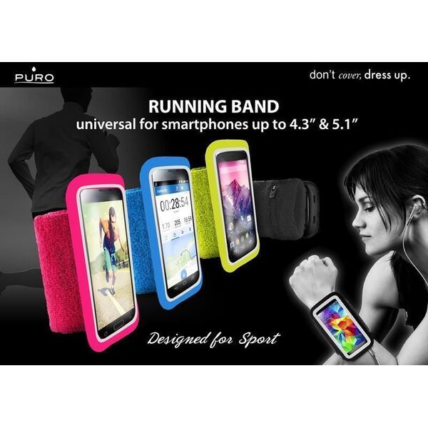 Puro PURO Running Band - Uniwersalna frotka do biegania do smartfonów max 4.3" + key pocket (różowy) 6201395 8033830135231