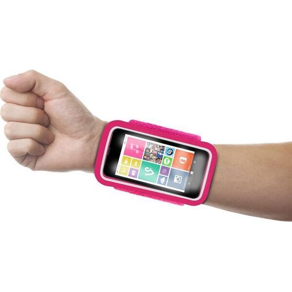 Puro PURO Running Band - Uniwersalna frotka do biegania do smartfonów max 4.3" + key pocket (różowy) 6201395 8033830135231