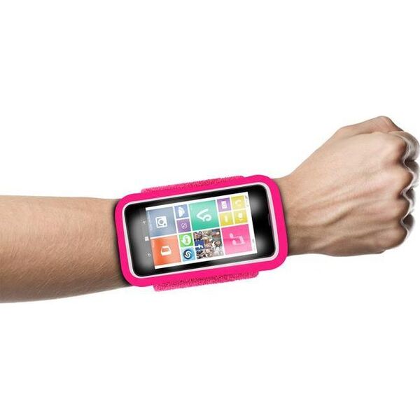Puro PURO Running Band - Uniwersalna frotka do biegania do smartfonów max 4.3" + key pocket (różowy) 6201395 8033830135231