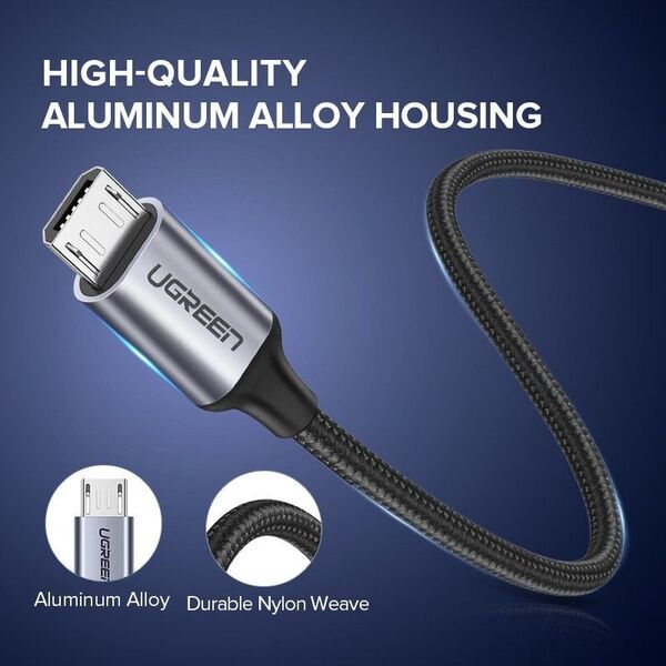 Kabel USB Ugreen USB-A - microUSB 2 m Szary (60148) 6213782 6957303861484