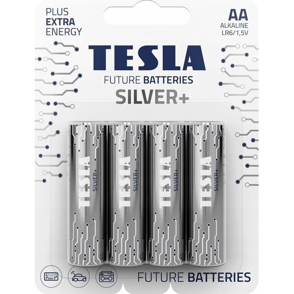 Tesla TESLA SILVER Alkaline baterie AA (LR06, tužková, blister) 4 ks 6229281 8594183392332