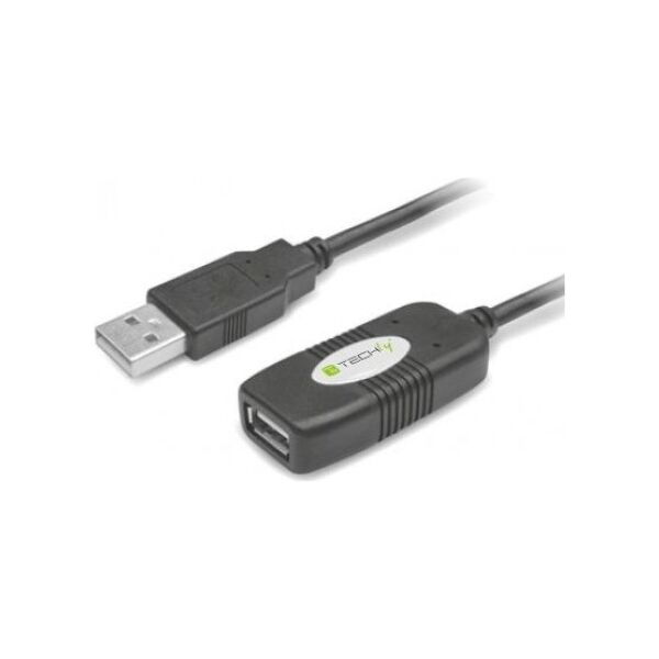 Kabel USB Techly USB-A - USB-A 10 m Czarny (023646) 6287398 8054529023646