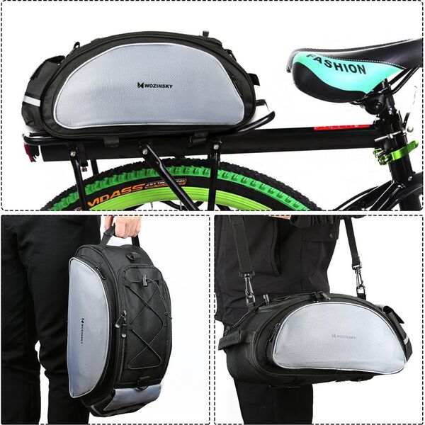 Wozinsky Wozinsky Torba rowerowa na bagażnik z paskiem na ramię 13L czarny (WBB1BK) uniwersalny 6296114 5907769312113