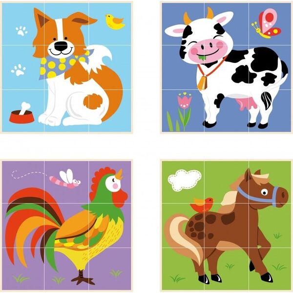 Viga Drewniana Układanka Logiczna Puzzle Edukacyjne Viga Toys Farma 9 elementów 6315113 6934510508333