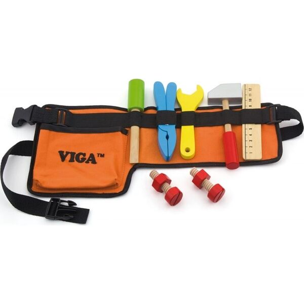 Viga Pas z drewnianymi narzędziami Mały Monter Toys 6316606 6934510505325