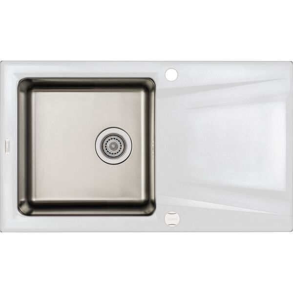 Zlewozmywak Deante PRIME - granitowo-stalowy 1-komorowy z ociekaczem Biały (ZSR_A113) 6336468 5908212058046