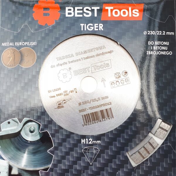 Best-Tools TARCZA DIAMENTOWA 230x22,2mm SEGMENTOWA STANDARD TIGER BEST - TDS230PRO12 6411223 5902082852797