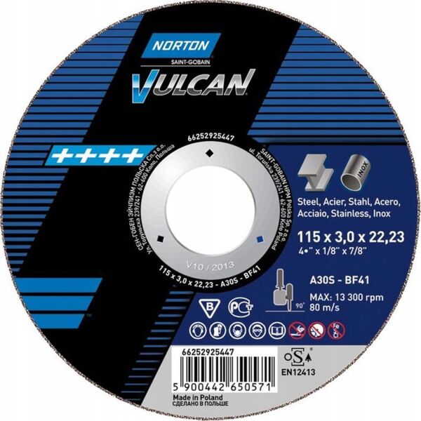 Norton Clipper TARCZA FLEX 41 115x3,0x22,2 A 30 S VULCAN NORTON - 66252925447 6411260 5900442650571