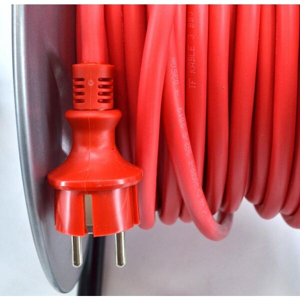 AWTools przedłużacz bęben metalowy czerwony Heavy Duty 40m 3x2,5 mm 16A, 3680W, IP44 (AW70256) 6416253 5903041037507