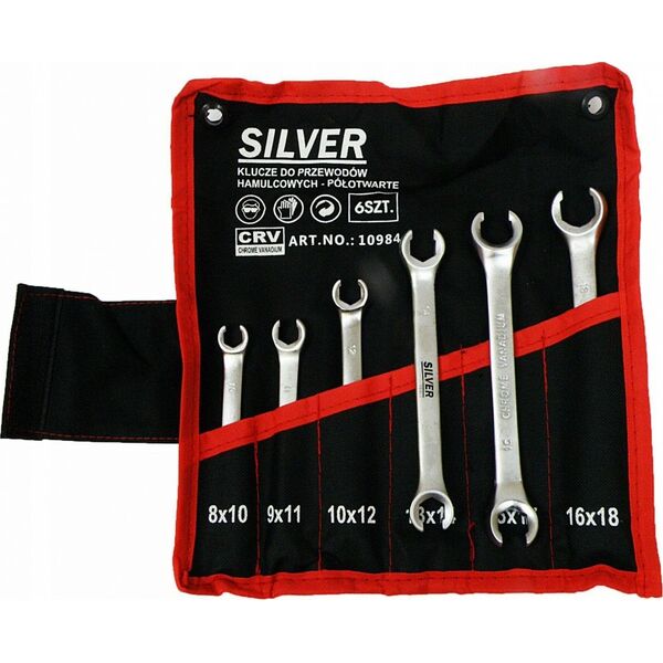 Silver zestaw kluczy płaskich półotwartych, komplet 6 sztuk (10984) 6418808 5907589362985