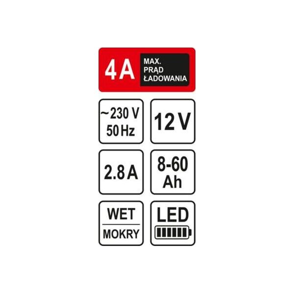 Sthor STHOR PROSTOWNIK 12V 4A 60Ah LED T82541 6419955 5906083037788