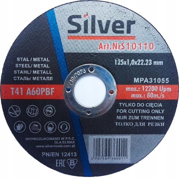 Silver TARCZA DO CIĘCIA METALU 125 x 1,0 x 22,2mm EX10110 6420860 5907589360011