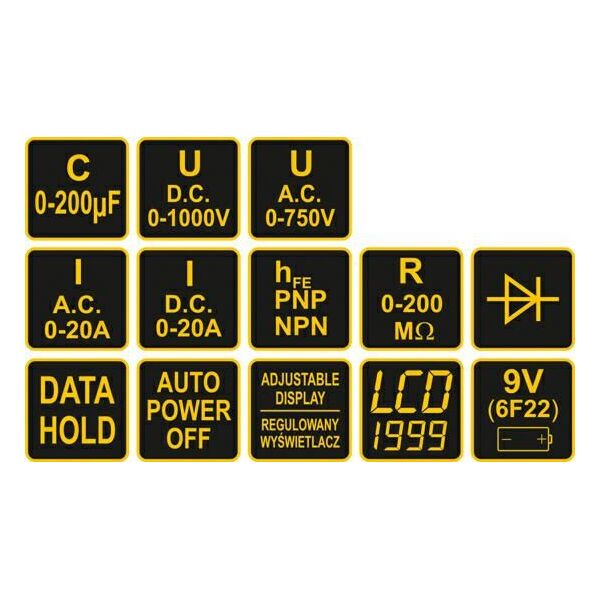 Vorel VOREL MIERNIK ELEKTRYCZNY WIELOFUNKCYJNY CYFROWY T81775 6421842 5906083042584