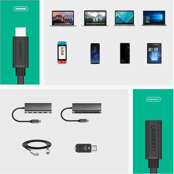 Kabel USB Ugreen USB-C - USB-C 0.5 m Czarny (40574) 6455991 6957303845743