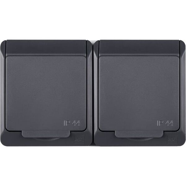 Elektro-Plast HERMES Gniazdo podwójne z/u 2P+Z SCHUKO IP44 antracyt 0325-07 6459744 5902431698014
