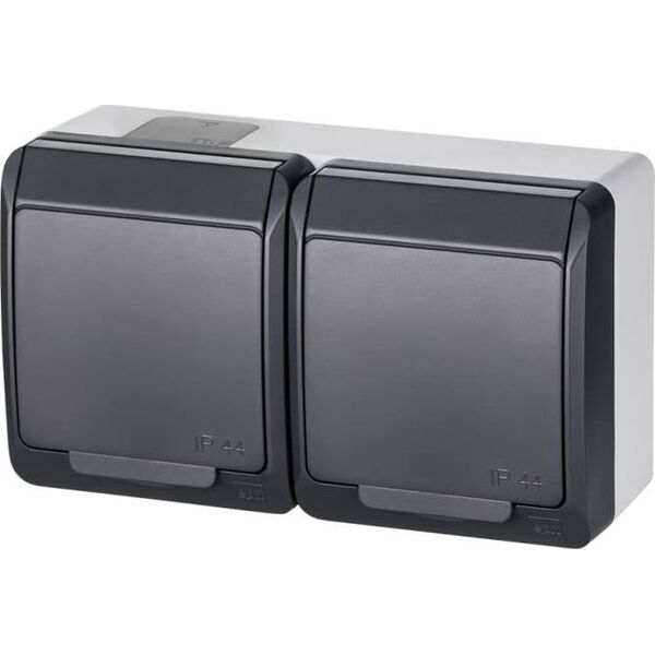 Elektro-Plast HERMES Gniazdo podwójne z/u 2P+Z SCHUKO IP44 antracyt 0325-07 6459744 5902431698014
