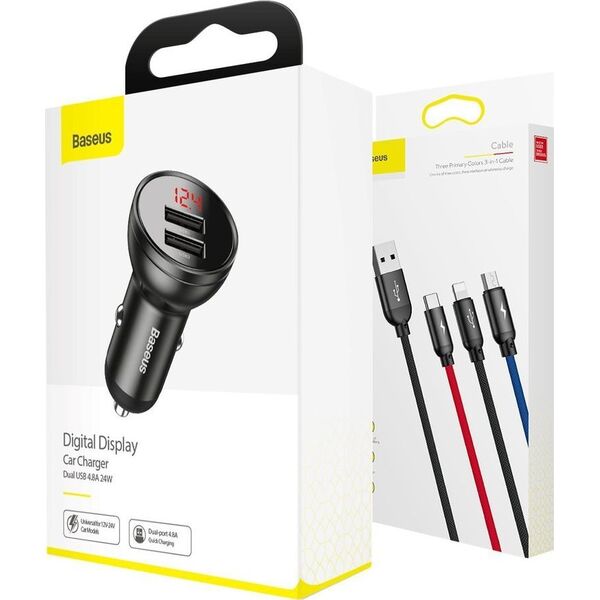 Ładowarka Baseus Three Primary Colors 2x USB-A 4.8 A  (TZCCBX-0G) 6469101 6953156215405