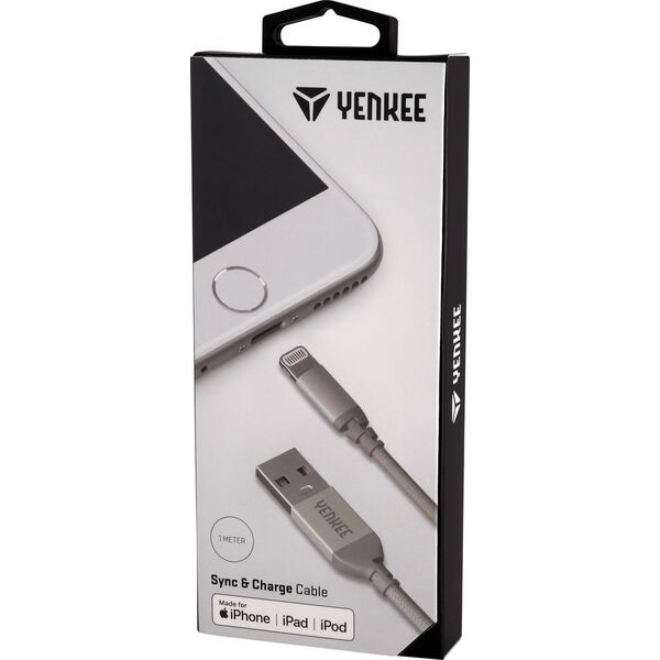 Kabel USB Yenkee USB-A - Lightning 1 m Srebrny (30015969) 6504366 8590669241705