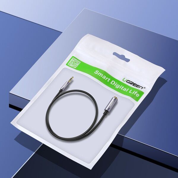 Kabel Ugreen Jack 3.5mm - Jack 3.5mm 1m srebrny (UGR220GRY) 6593261 6957303815920