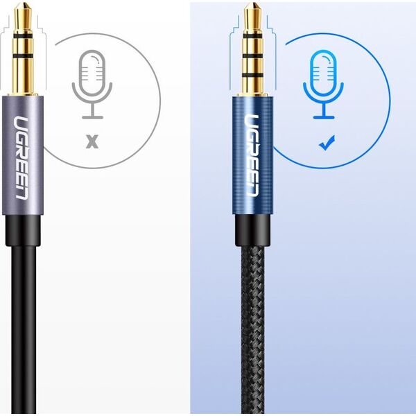Kabel Ugreen Jack 3.5mm - Jack 3.5mm 1m srebrny (UGR220GRY) 6593261 6957303815920