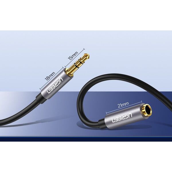 Kabel Ugreen Jack 3.5mm - Jack 3.5mm 1m srebrny (UGR220GRY) 6593261 6957303815920