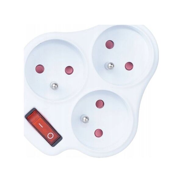 Rozgałęźnik Z-9 z uziemieniem i z wyłącznikiem 3-gniazdowy RUM-LUX 6603106 5905003006392