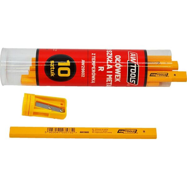 AWTools AWTOOLS OŁÓWEK DO SZKŁA I METALU R ŻÓŁTY 10 SZTUK AW29602 6644964 5903041035732