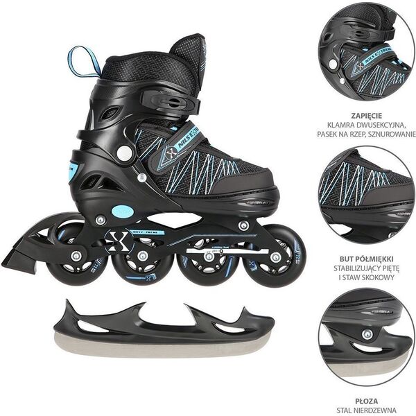 Rolki Nils Extreme NH11912-A z wymienną płozą regulowane czarne r. 31-34 6676311 5907695543056