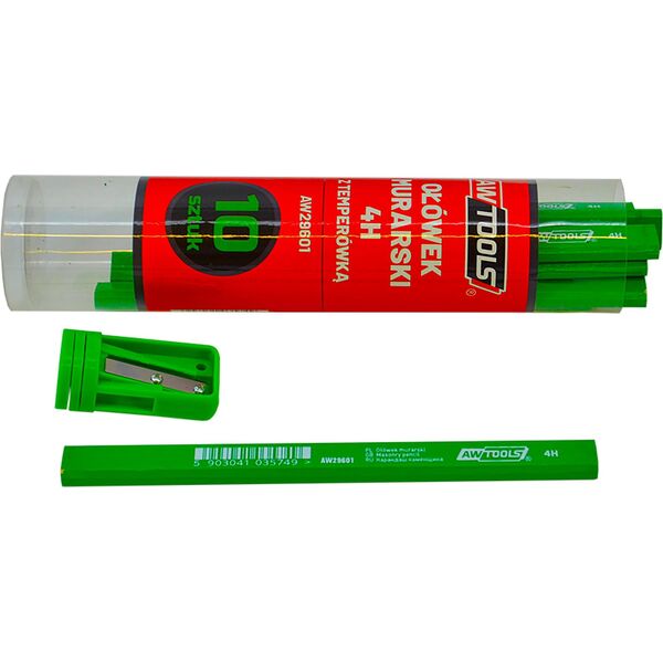 AWTools AWTOOLS OŁÓWEK MURARSKI 4H ZIELONY DO KAMIENIA/CEGŁY 10 SZTUK AW29601 6685273 5903041035749