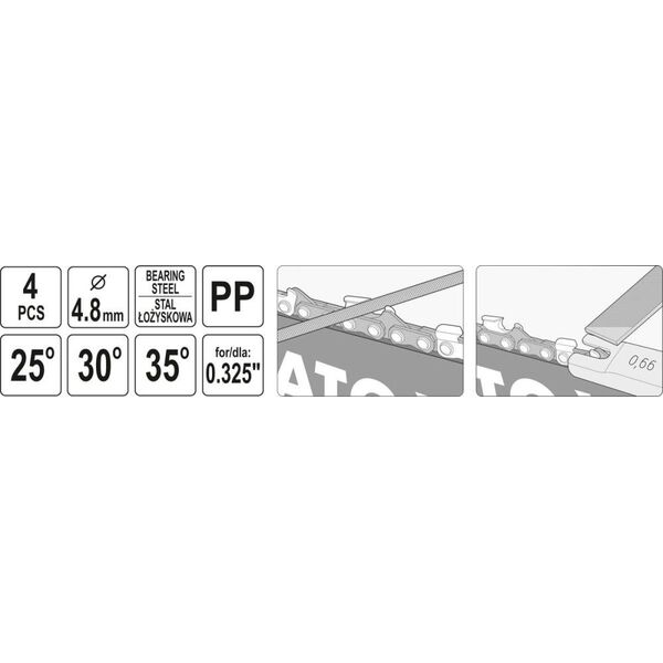 Yato YATO ZESTAW DO OSTRZENA ŁAŃCUCHA 4,8mm kpl.4cz. YT-85042 6701683 5906083056345