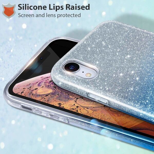 Etui IPHONE 11 PRO Brokat Glitter srebrno-niebieskie 6791661 5903396024733