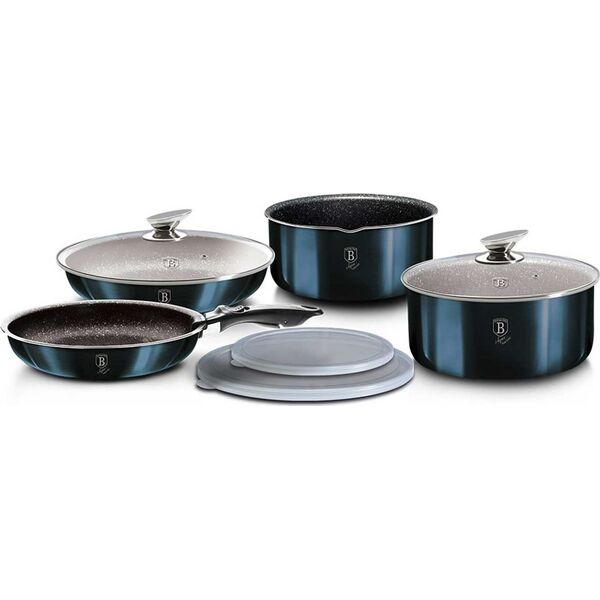 Berlinger Haus KOMPLET GARNKÓW 9-ele CLICK COOK BERLINGER HAUS METALLIC LINE AQUAMARINE BH-6146 6800125 5999108407680
