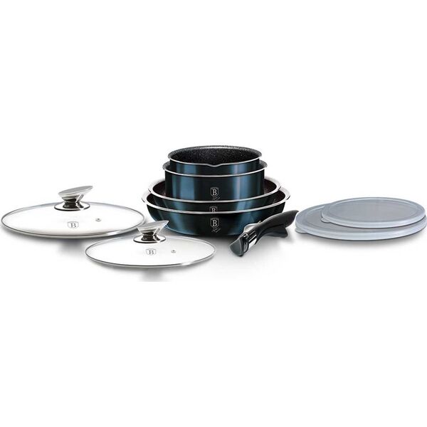 Berlinger Haus KOMPLET GARNKÓW 9-ele CLICK COOK BERLINGER HAUS METALLIC LINE AQUAMARINE BH-6146 6800125 5999108407680