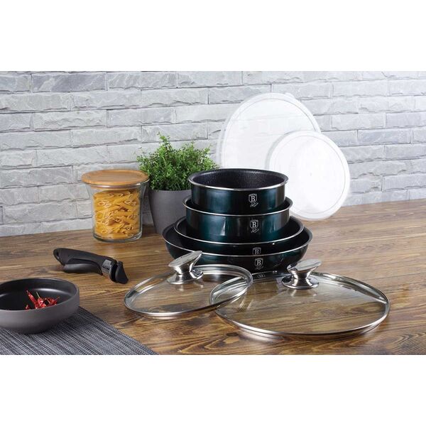 Berlinger Haus KOMPLET GARNKÓW 9-ele CLICK COOK BERLINGER HAUS METALLIC LINE AQUAMARINE BH-6146 6800125 5999108407680