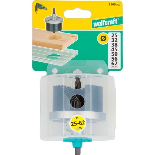 Wolfcraft Otwornica uniwersalna 25,32,38,45,50,56,62 mm Wolfcraft 6869835 4006885216006
