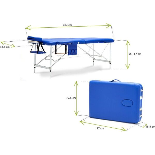 Bodyfit Stół, łóżko do masażu 2-segmentowe aluminiowe XXL uniwersalny (553) 6943936 5902759974395